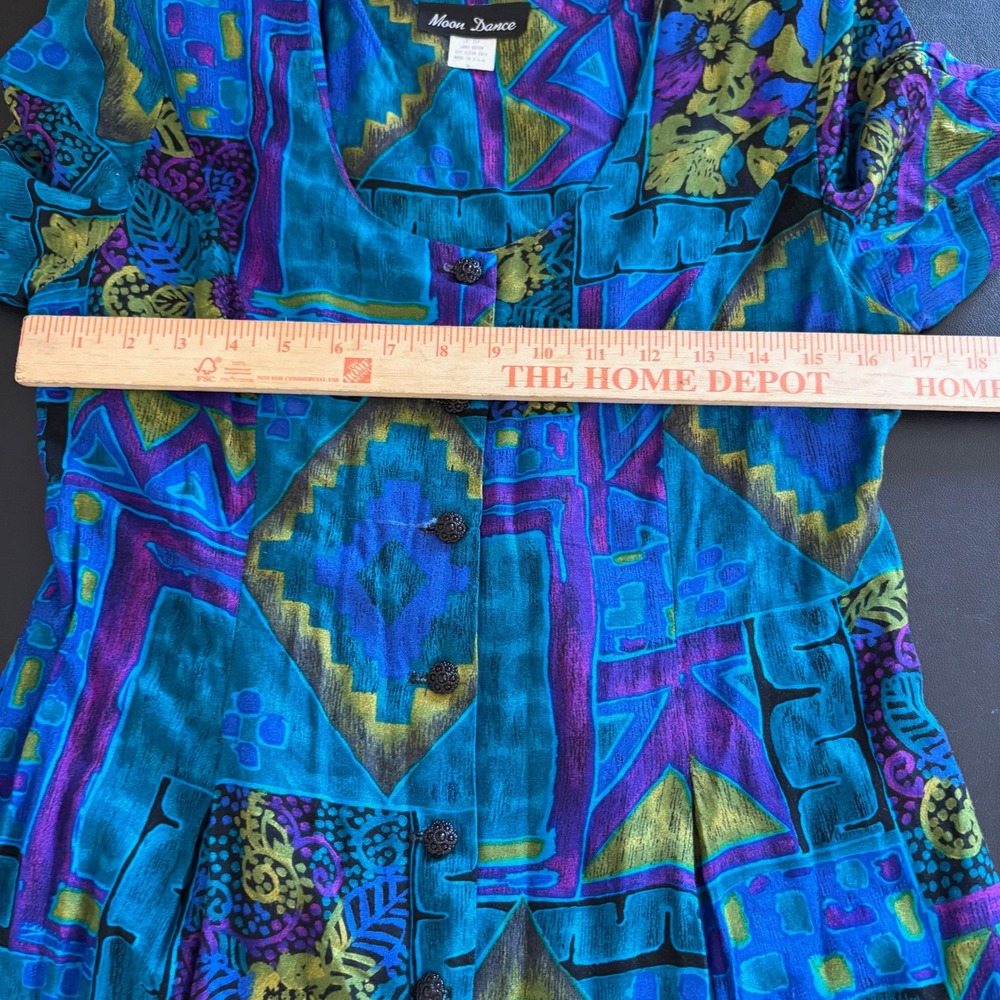 Vintage Moon Dance Wide Leg Jumpsuit Size 8 Aztec Southwestern Blue Funky Artsy - Picture 9 of 16